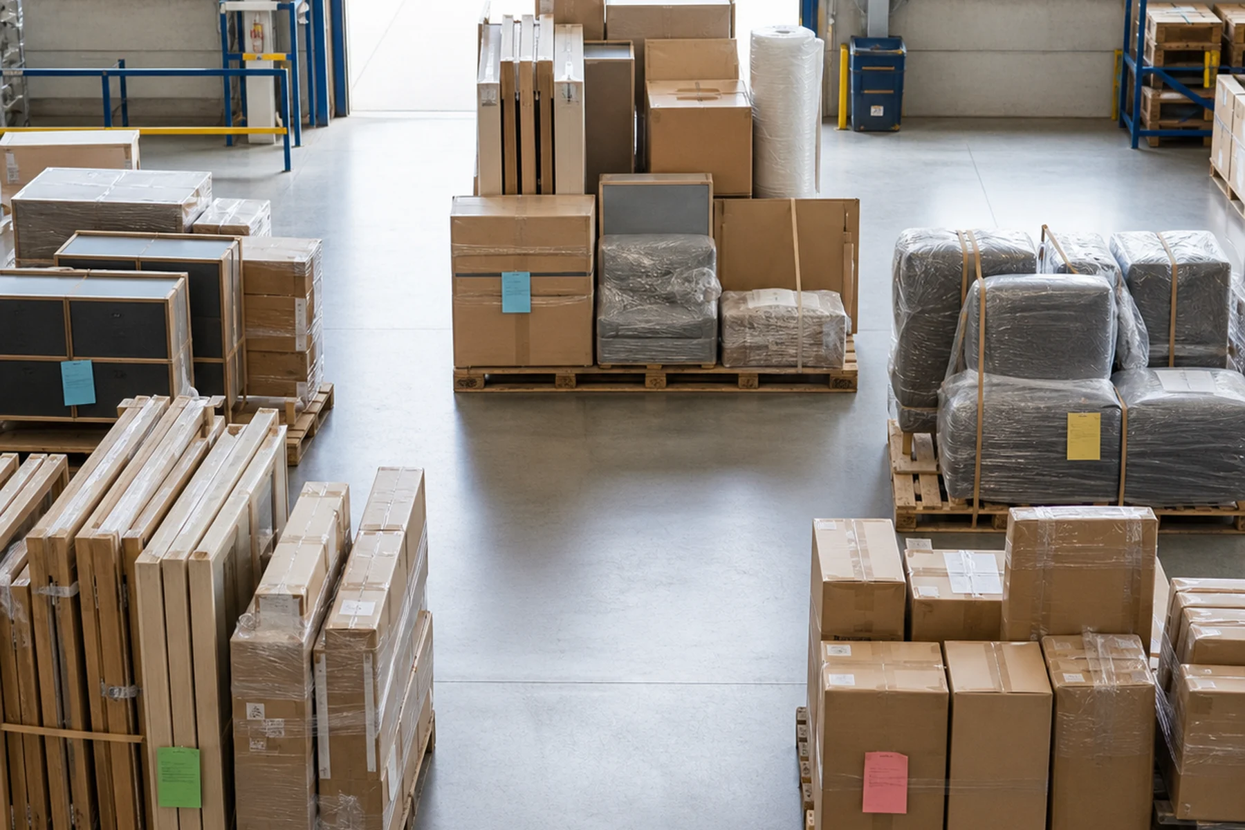 Illustrative view of different supplier batches kept separate before they are shipped together